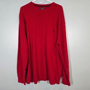 Polo Ralph Lauren Mens 3X Red Waffle Knit Thermal Long Sleeve Pony Logo Shirt